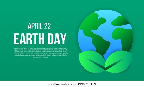 Poster template of April 22 Earth day event for ecology environment with simple  icons illustration of earth and leaves