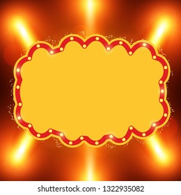 Poster Template banner with spotlights. Design for presentation, banner, concert, show. Vector illustration