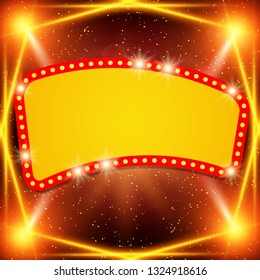 Poster Template banner with spotlights. Design for presentation, banner, concert, show. Vector illustration