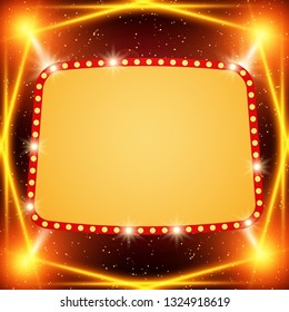 Poster Template banner with spotlights. Design for presentation, banner, concert, show. Vector illustration