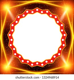 Poster Template banner with spotlights. Design for presentation, banner, concert, show. Vector illustration