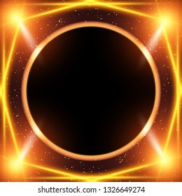 Poster Template banner with spotlights. Design for presentation, banner, concert, show. Vector illustration