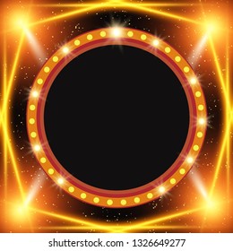 Poster Template banner with spotlights. Design for presentation, banner, concert, show. Vector illustration
