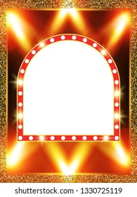Poster Template banner with spotlights. Design for presentation, banner, concert, show. Vector illustration