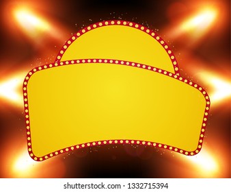 Poster Template banner with spotlights. Design for presentation, banner, concert, show. Vector illustration