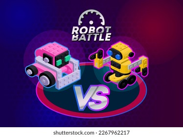 Poster template for the battle of homemade robots. Vector clipart