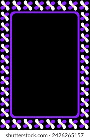 Poster template black background vector. Purple white yellow flower border frame design.  