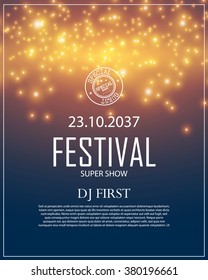 Poster Template with Bokeh Effect. Concert, Party, Theater, Dance, Presentation & Show Design. Colorful Space. Vector illustration