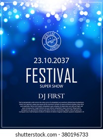 Poster Template with Bokeh Effect. Concert, Party, Theater, Dance, Presentation & Show Design. Colorful Space. Vector illustration
