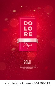 Poster template with bokeh lights background. Vector illustration.