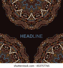 poster template brochure and cover layout design print template, ethnic doodles booklet Illustration