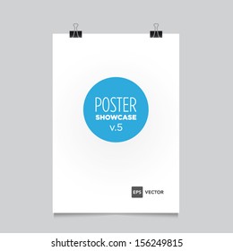 Poster template with bulldog clips vector design. Easy to edit with your picture. 