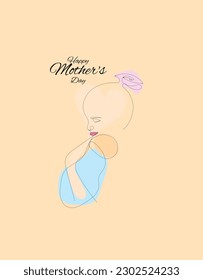 poster, poster template, card, care, mom, line, rose, heart, love, minimal, background, motherhood, vector, art, young, female, feminine, beautiful, beauty, line art vector, line art, baby blue, minim