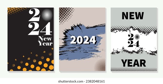 Diseño de plantillas de afiches 2024 Año nuevo