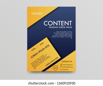 Poster template design . Blue and yellow poster. For business, information, advertising. Also use for brochure, flyer, folder, banner, website and poster. vector