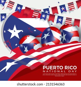 Poster template design to commemorate Puerto Rico national day