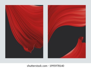Poster template design, red abstract shapes on black