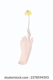 Poster template design, single hand and yellow cutleaf coneflower