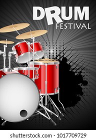 Poster Template drum festival with Effect. Concert, Party. Vector illustration
