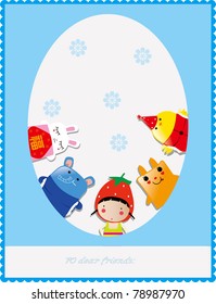 poster template with girl and animals