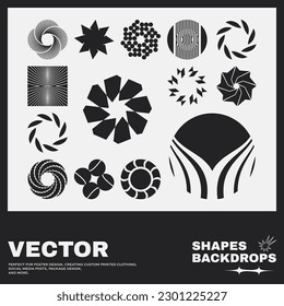 Poster template graphic design in Brutalism style. Vector cover layout with abstract elements and geometric shapes, useful for poster art, website headers, front page design, decorative prints.