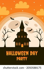 poster template for halloween celebration orange color.