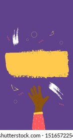 Poster template with hand. blank for banner. Vector illustartion.