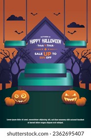 Poster Template Happy Halloween Sale Podium Display