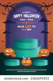 Poster Template Happy Halloween Sale Podium Display