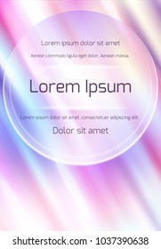 Poster template with holographic foil background and  with diagonal glare. Blurred spectrum. Vector rainbow template for your ads, parties and design.