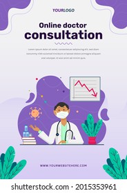 Poster template, with illustration character, book, plants and statistic