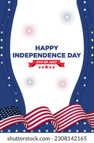 Poster Template Independence Day 4th July with Modern Paper Cut Themes