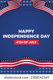 Poster Template Independence Day 4th July with Paper Cut Themes