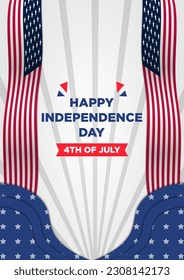 Poster Template Independence Day 4th July with Classic Paper Cut Themes