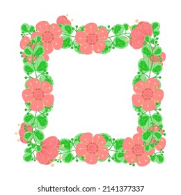 Plantilla de afiches, invitación, decorada con flores, dibujada a mano. Wreath. Flores. Pascua. Primavera. Invitación de fiesta, tarjeta. 