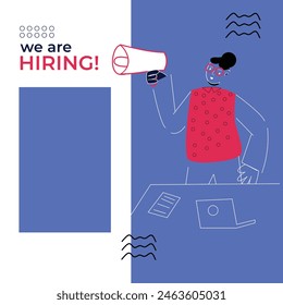 Plantilla de póster para ofertas de empleo, con las palabras que estamos contratando