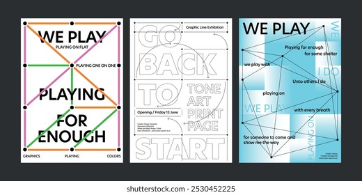 Poster template Lines connecting points dots line concept layout print flyer color gradient unique simple minimal modern styler creative graphic design collection use web front page a4 printing annual