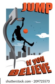 Modelo de cartaz, homem mergulhando em um playground de basquete