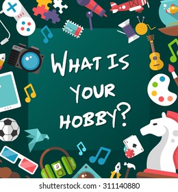 Poster Template Of Modern Flat Design Hobby Icons And Infographics Elements