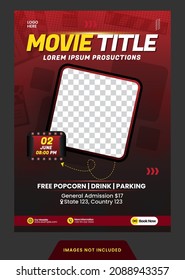 poster template movie with elegant style for content creator advertising vector