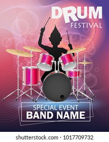 Poster Template music festival with Bokeh Effect. Concert, Party. Vector illustration