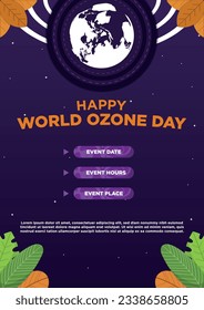 Poster Template New Concept Vector World Ozone Day With Plant Illustration