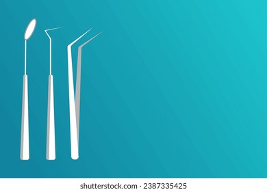 Poster template with place for text. Dental instruments design on bright blue gradient background