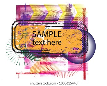 poster Template with Place for Text and Dry Black Paint Brush Stroke . Title box . Grunge Banner . Vector Design .