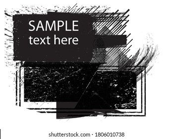 poster Template with Place for Text and Dry Black Paint Brush Stroke . Title box . Grunge Banner . Vector Design .