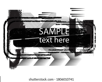 poster Template with Place for Text and Dry Black Paint Brush Stroke . Title box . Grunge Banner . Vector Design .