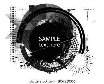 poster Template with Place for Text and Dry Black Paint Brush Stroke . Title box . Grunge Banner . Vector Design .