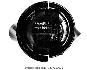 poster Template with Place for Text and Dry Black Paint Brush Stroke . Title box . Grunge Banner . Vector Design .