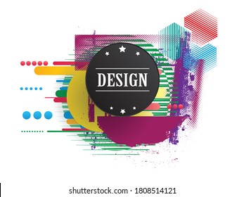 poster Template with Place for Text and Dry Black Paint Brush Stroke . Title box . Grunge Banner . Vector Design .