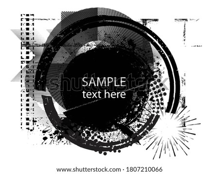 poster Template with Place for Text and Dry Black Paint Brush Stroke . Title box . Grunge Banner . Vector Design .